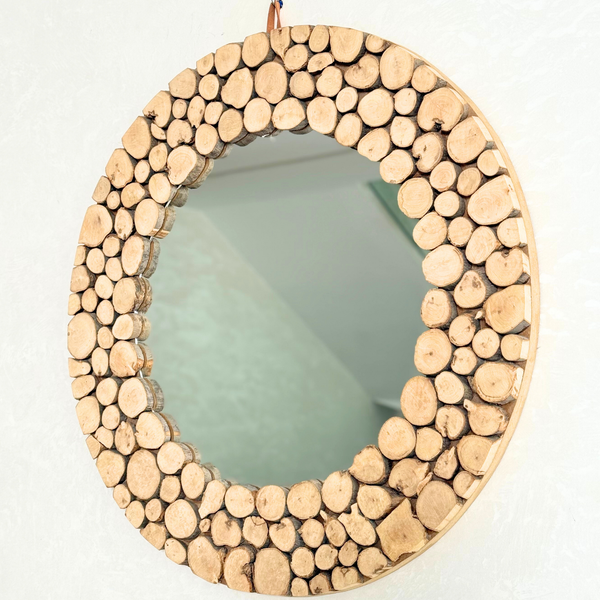 Miroir Rotins de bois rond 60cm