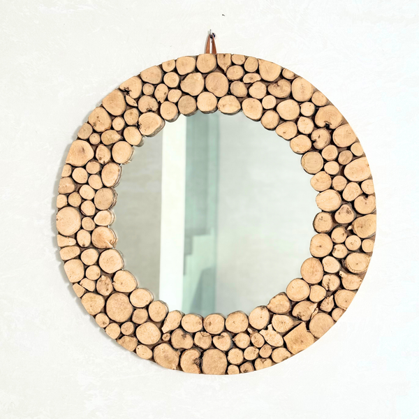 Miroir Rotins de bois rond 60cm