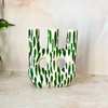 Vase artisanal Afous petit vernis vert et blanc