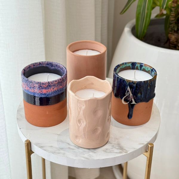Bougie artisanale parfumée minimaliste – Pot nude en terre cuite