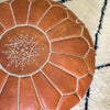 Pouf artisanal marocain en cuir Terracota avec rembourrage