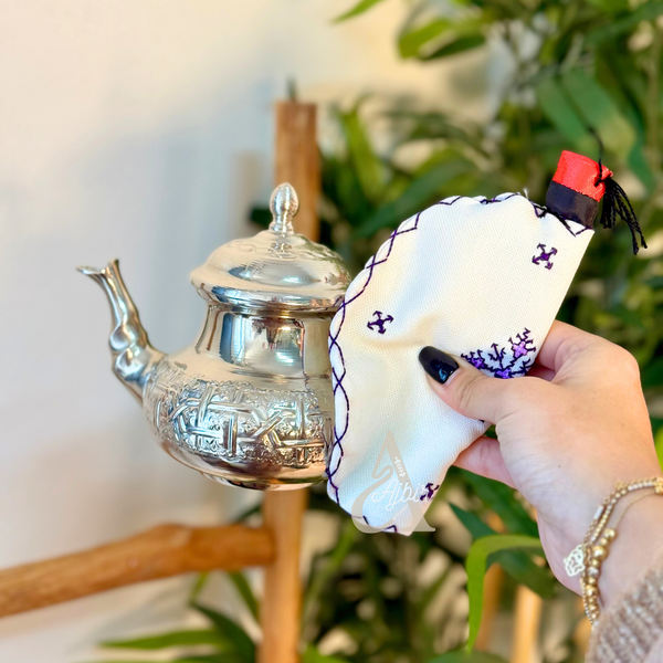 Duo porte-théière et sous-théière artisanal Anir violet