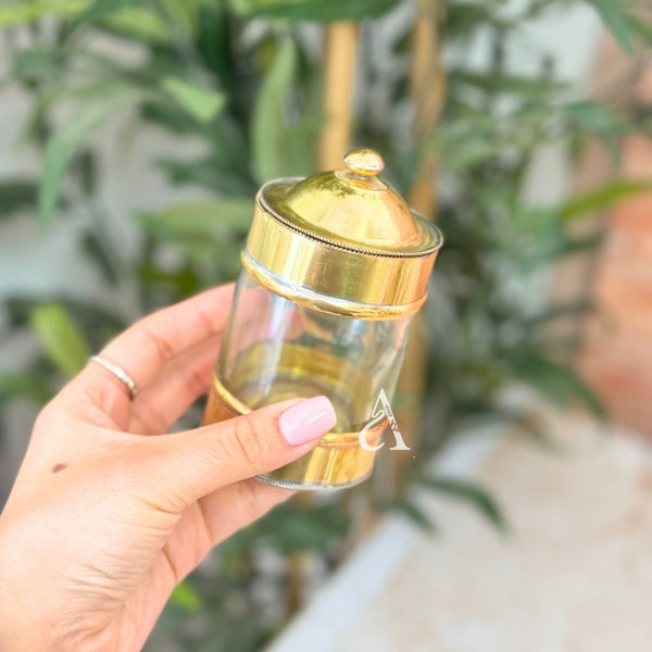 Boite en verre et laiton dorée