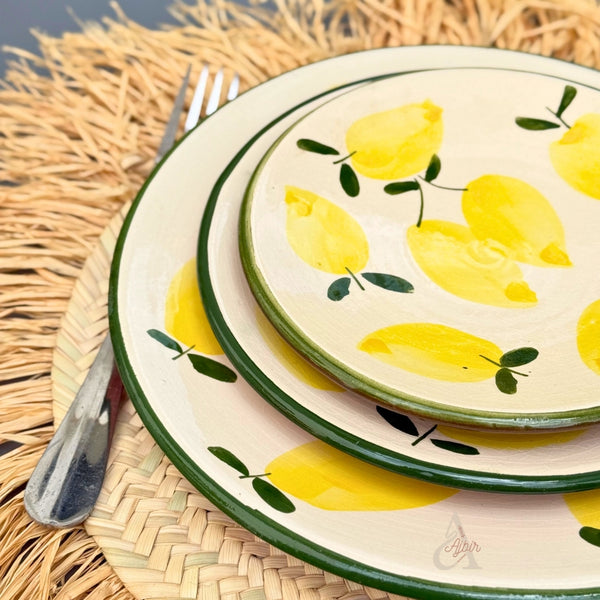 Set de 3 Assiettes Artisanales aux Motifs Citron