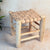 Tabouret traditionnel en bois et cuir beige petit