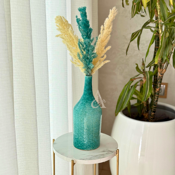 Vase bouteille turquoise