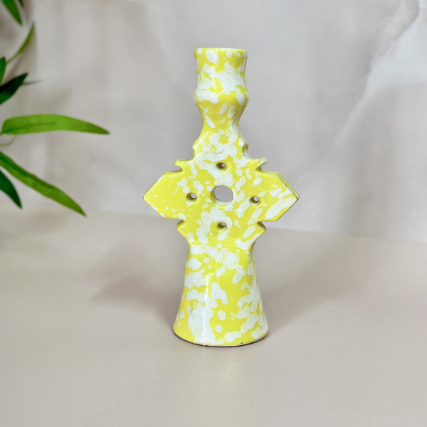 Porte bougie jaune moucheté