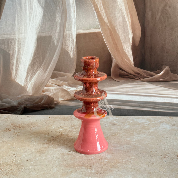 Porte bougie moderne rose moucheté