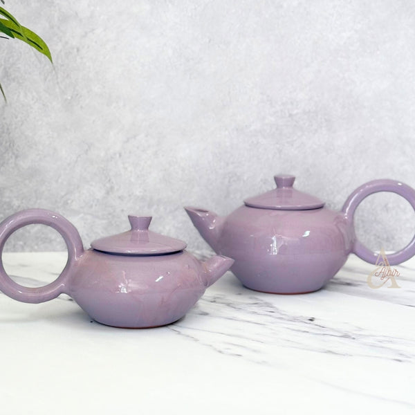 Théière mauve en céramique émaillée grand modèle
