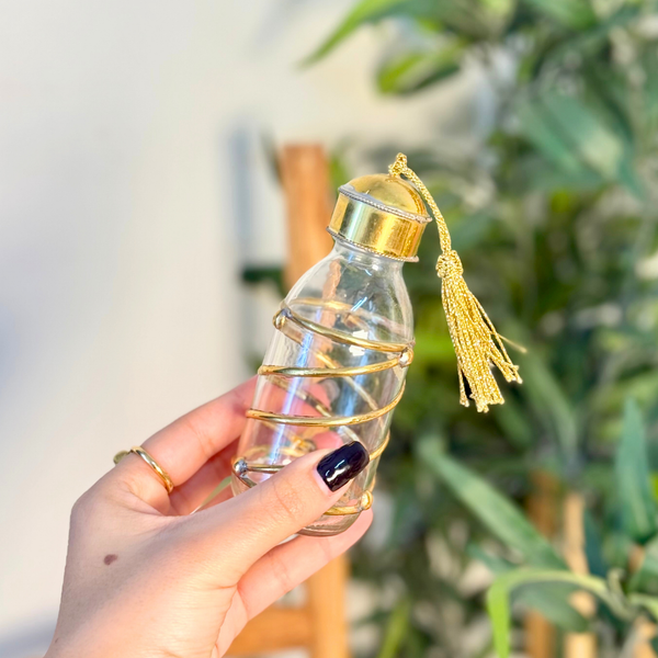 Bouteille en verre et laiton doré spirale 100ml