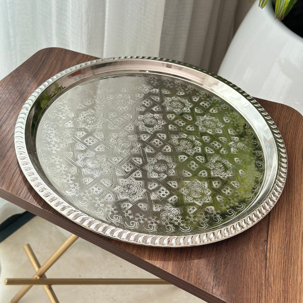 Plateau artisanal siniya à thé rond sans pieds 38cm