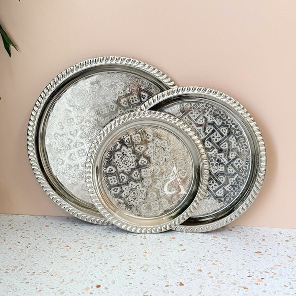 Plateau artisanal siniya à thé rond 24cm/28cm/34cm