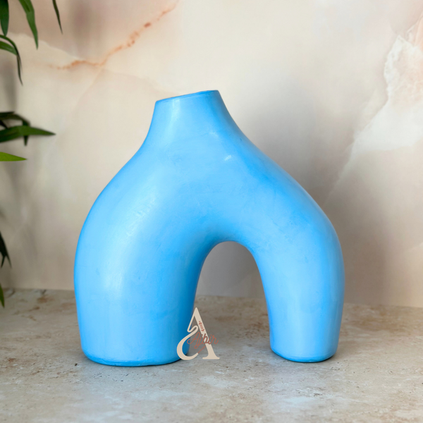 Vase artisanal Azul bombé mat
