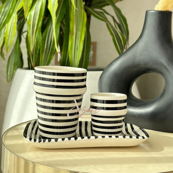 Tasse à café beldi rayée noir - Ajbir