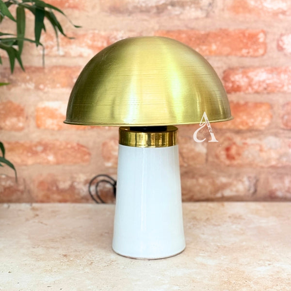 Abat-jour Marrakech en laiton doré et céramique blanc