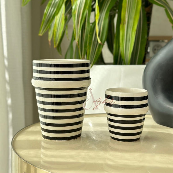 Tasse à café beldi rayée noir - Ajbir