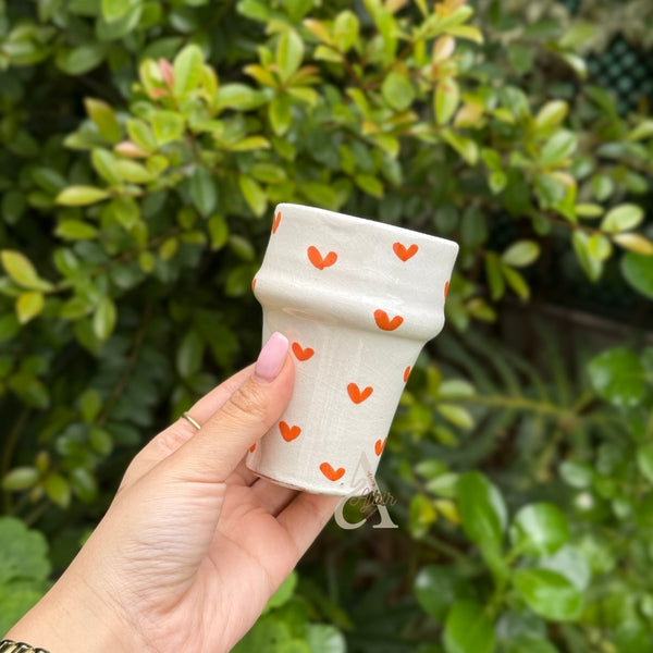 Verre Tayri beldi cœur orange