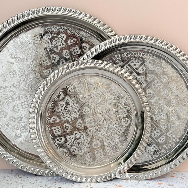 Plateau artisanal siniya à thé rond 24cm/28cm/34cm