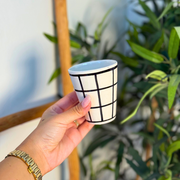 Verre Tisslit artisanale motif quadrillé noir et blanc