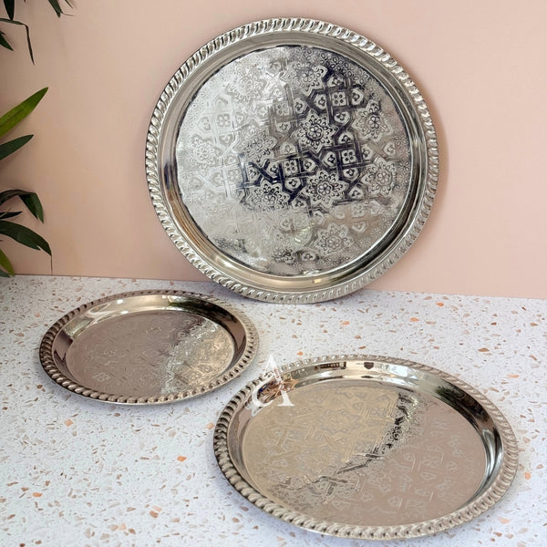 Plateau artisanal siniya à thé rond 24cm/28cm/34cm