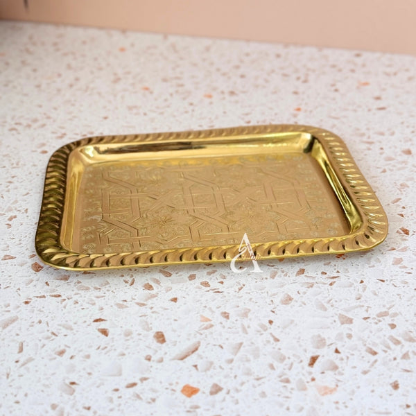 Plateau artisanal siniya rectangle doré