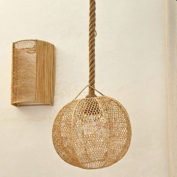 Suspension en raphia tressée - Ajbir