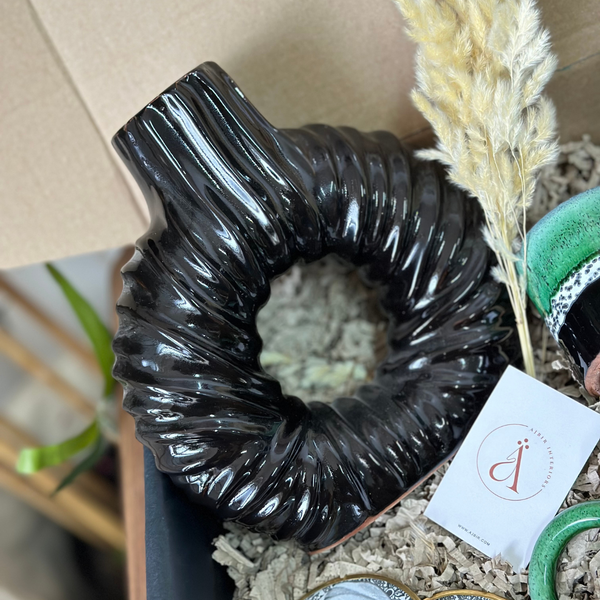 Coffret cadeau artisanal Tafoukt ondulé noir