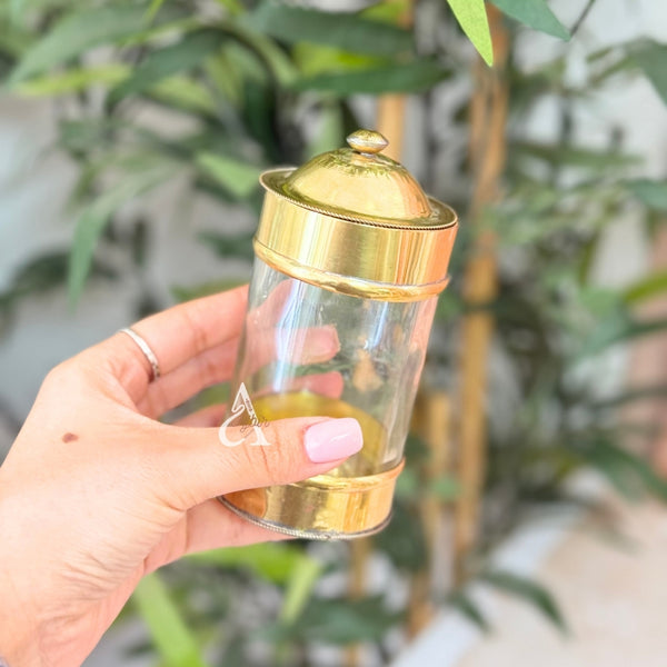 Boite en verre et laiton dorée
