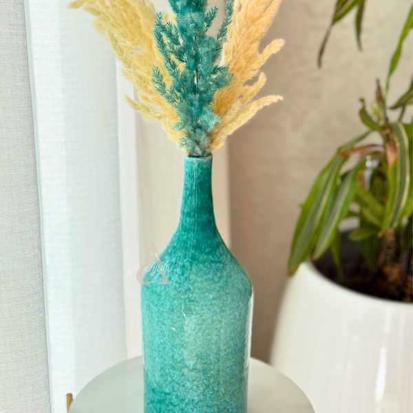 Vase bouteille turquoise