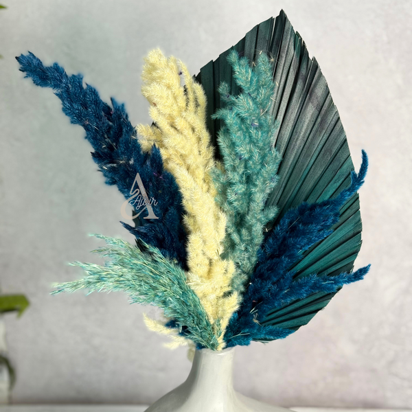 Bouquet plantes séchées turquoise