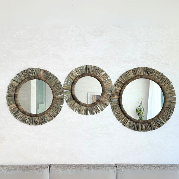 Miroir artisanal en palmier Izem - 3 tailles