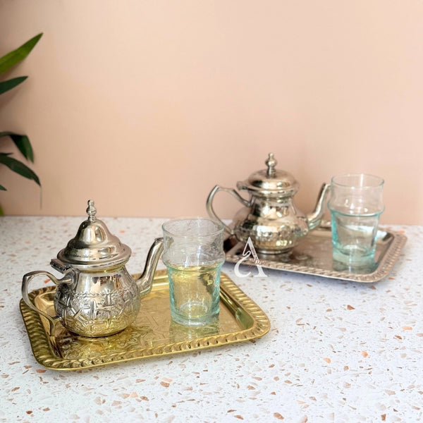 Plateau artisanal siniya rectangle argenté