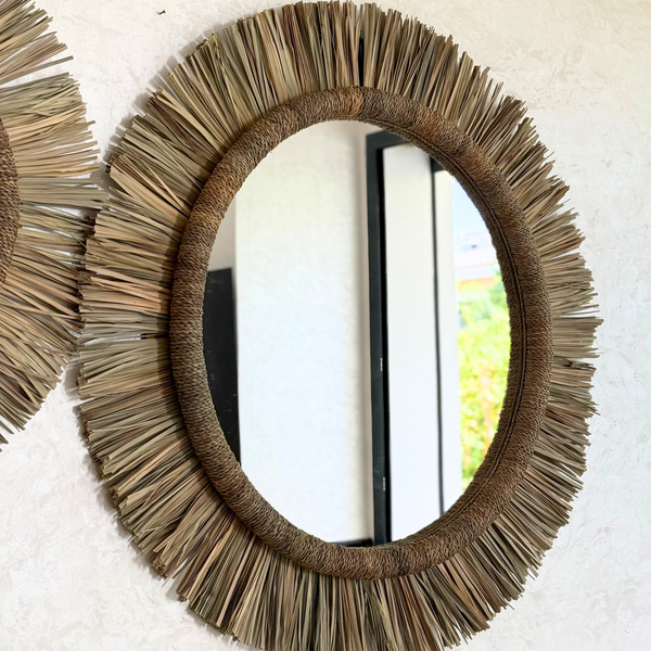 Miroir artisanal en palmier Izem - 3 tailles