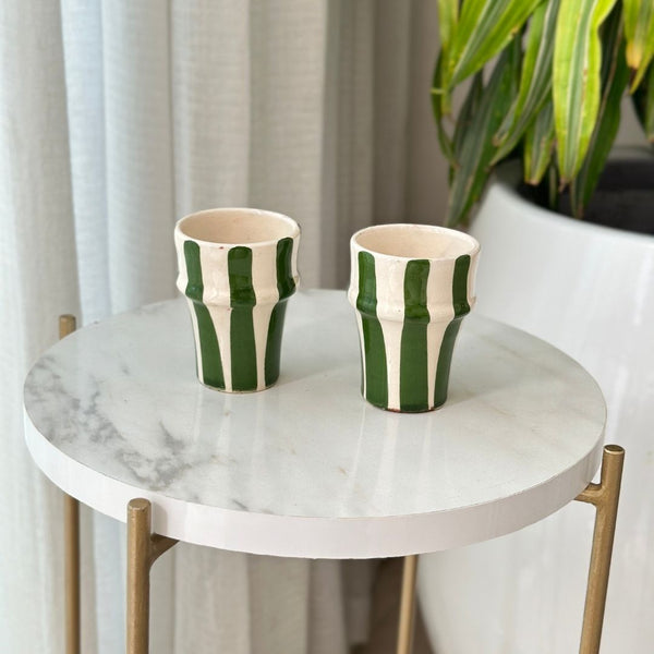Tasse à café rayé blanc et vert - Ajbir