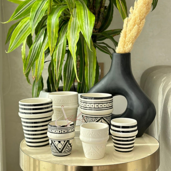 Tasse à café beldi rayée noir - Ajbir