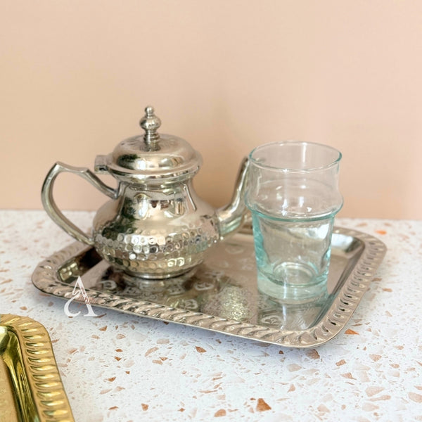 Plateau artisanal siniya rectangle argenté