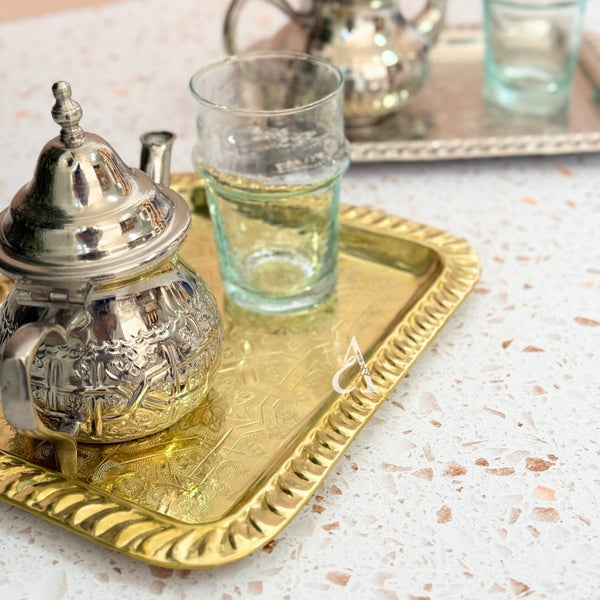 Plateau artisanal siniya rectangle doré