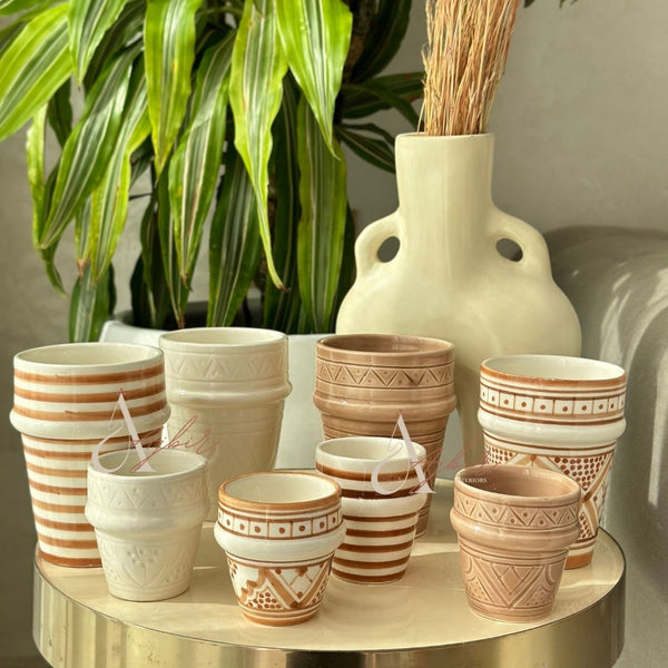 Tasse à café beldi rayée sable - Ajbir