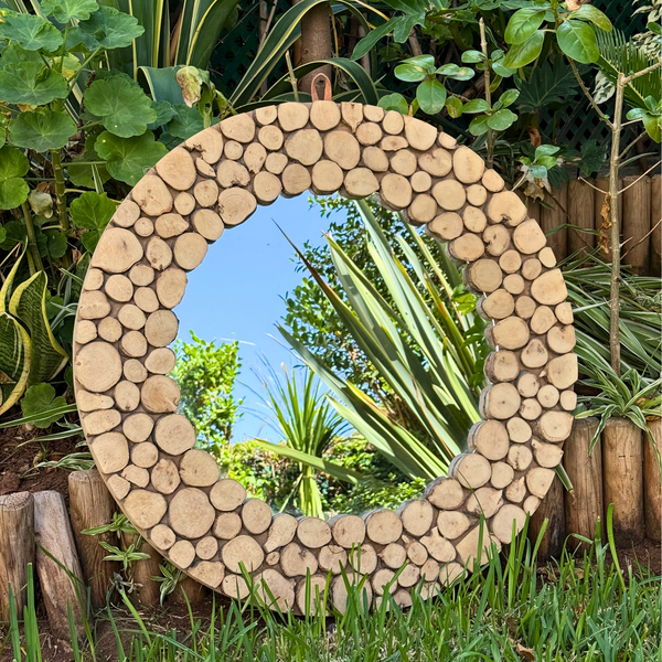 Miroir Rotins de bois rond 60cm