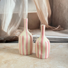 Vase bouteille creux rayé rose clair Tanit