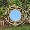 Miroir artisanal rond – Cadre en raphia naturel