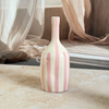 Vase bouteille creux rayé rose clair Tanit