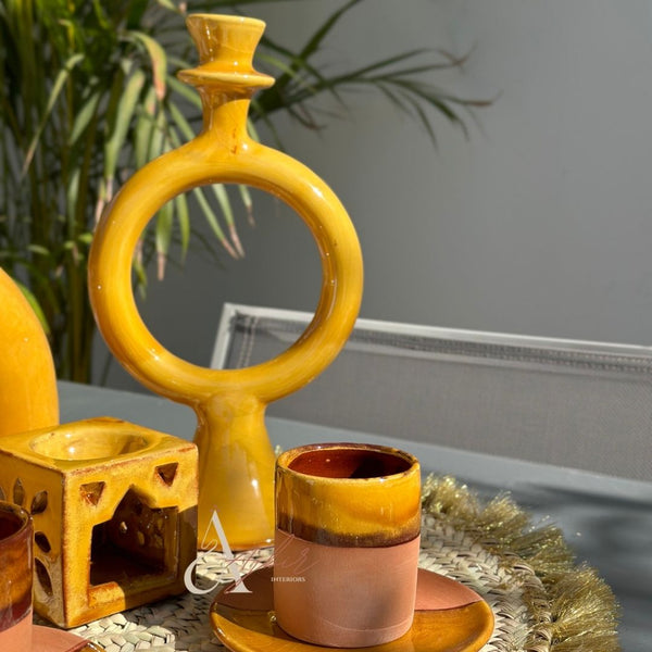 Porte bougie jaune moutarde - Ajbir