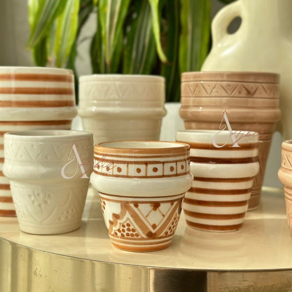Tasse à café beldi rayée sable - Ajbir