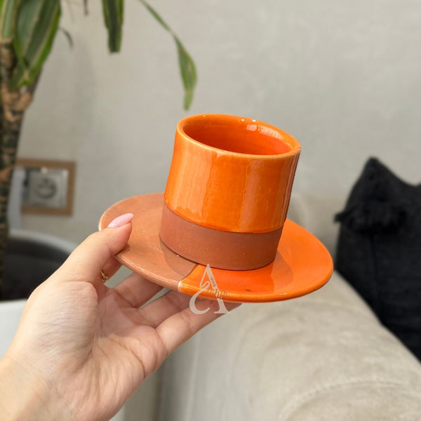 Tasse à café avec sous tasse bicolore