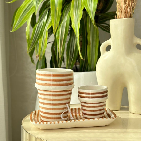 Tasse à café beldi rayée sable - Ajbir