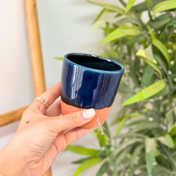 Verre bicolore bombé