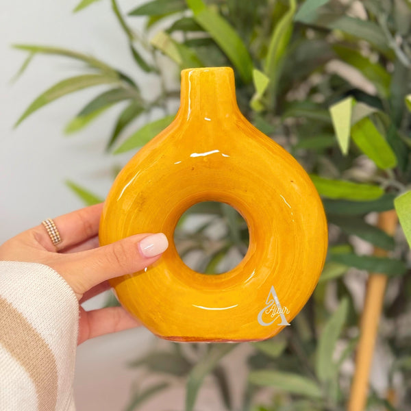 Vase artisanal Tafoukt vernis petit allongé