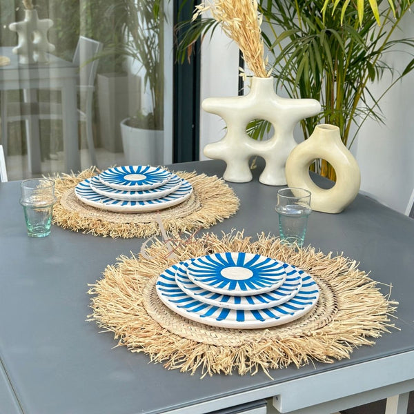 Service assiettes Tafoukt bleu clair (12 pièces) - Ajbir