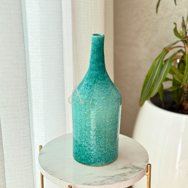 Vase bouteille turquoise